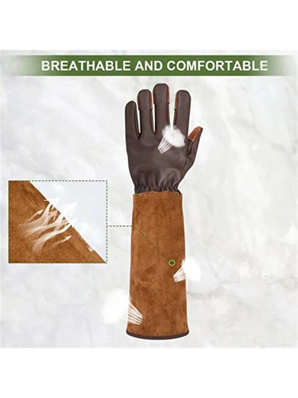 Women's Long Gardening Gloves Thorn Proof Rose Pruning Cowhide Leather